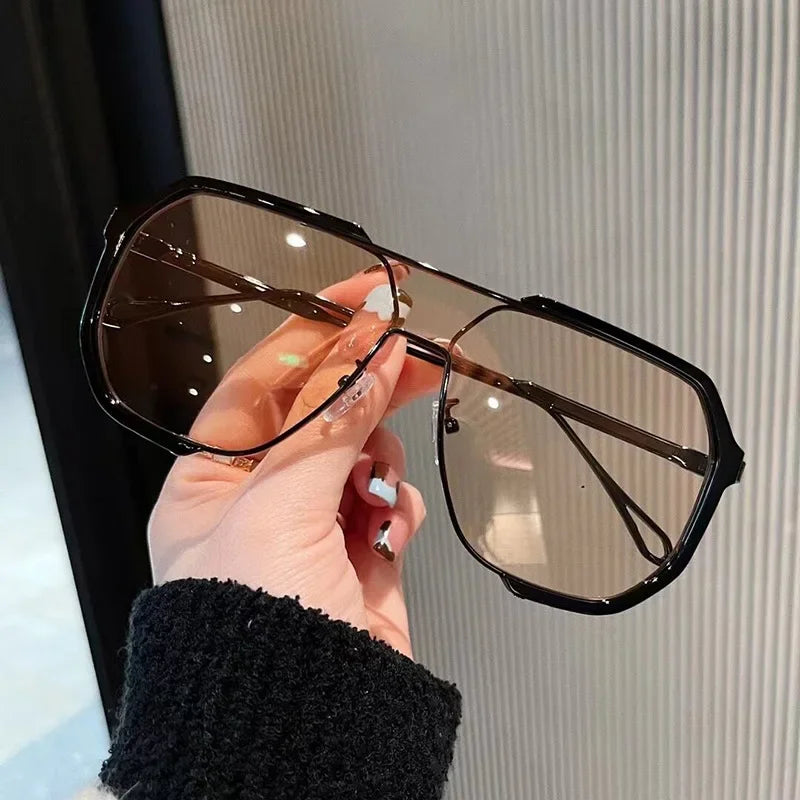 Oversized Sunglasses Women 2024 New Unique One Piece Fashion Sunglasses For Men UV400 Punk Glasses Trending Female Eyewear UV400