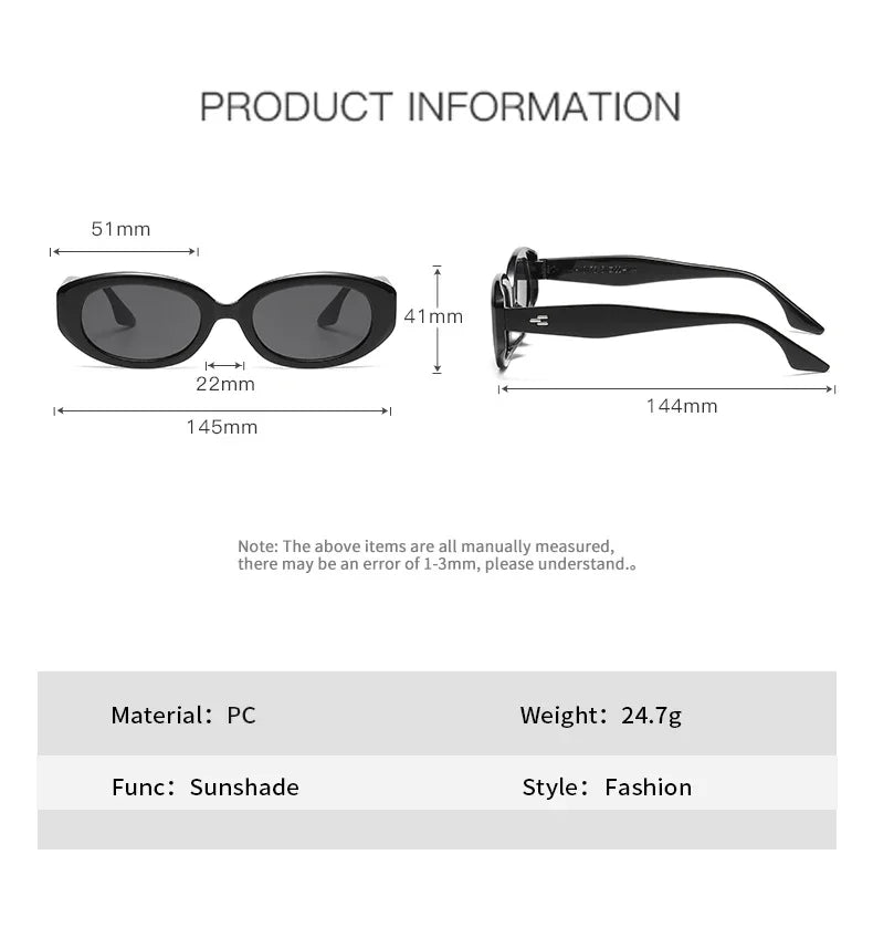 New Trend Sunglasses Women Men Oval Rice Nail Design Retro Casual Fashion Travel Sun Glasses for Female UV400