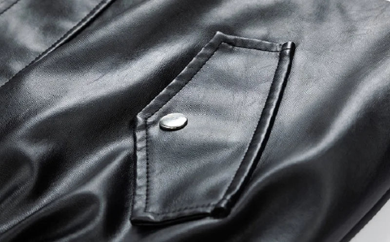 Autumn Men Motorcycle Biker Lapel Leather Jacket Men Vintage Outwear Leather Jacket Man Casual Bomber Leather Jacket Windbreaker