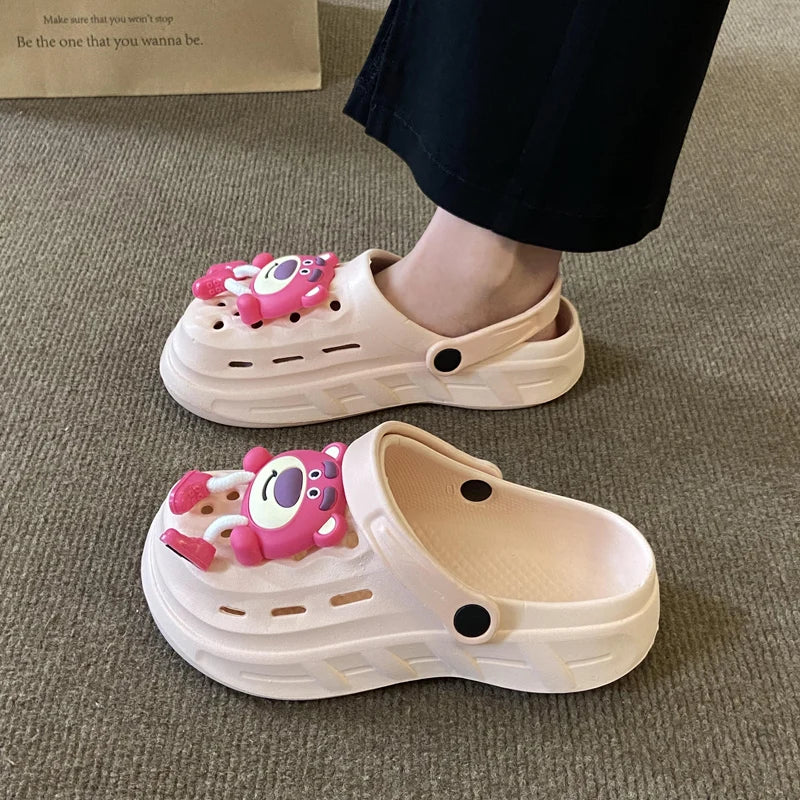 Women's New Cute Cartoon Slippers Indoor Home Anti slip Bathroom Shower EVA Slippers Wearing Outside Casual Vacation Sandals