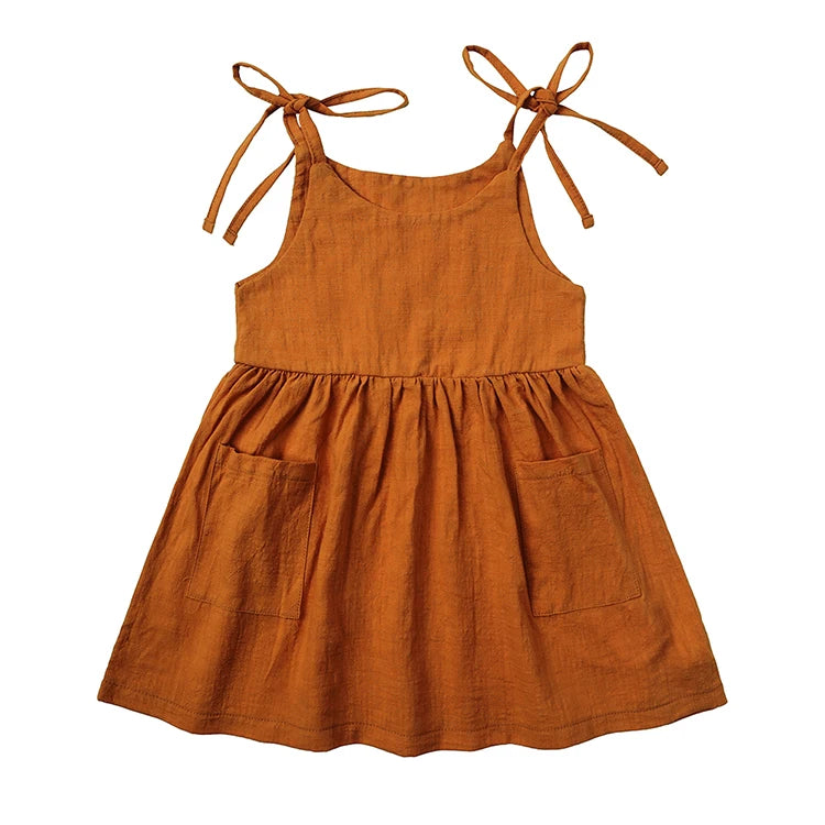 Fashion Solid Color Kids Dresses for Girls Cotton Sleeveless Girls Casual Dresses Summer Children Girl Dress 1-5 Years