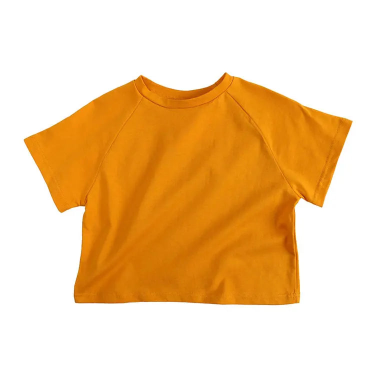 Fashion Kids Summer Clothes Boys T-Shirts Cotton Short Seleve O-Neck Girls Tops Solid Color Children's Clothing 1-6 Years