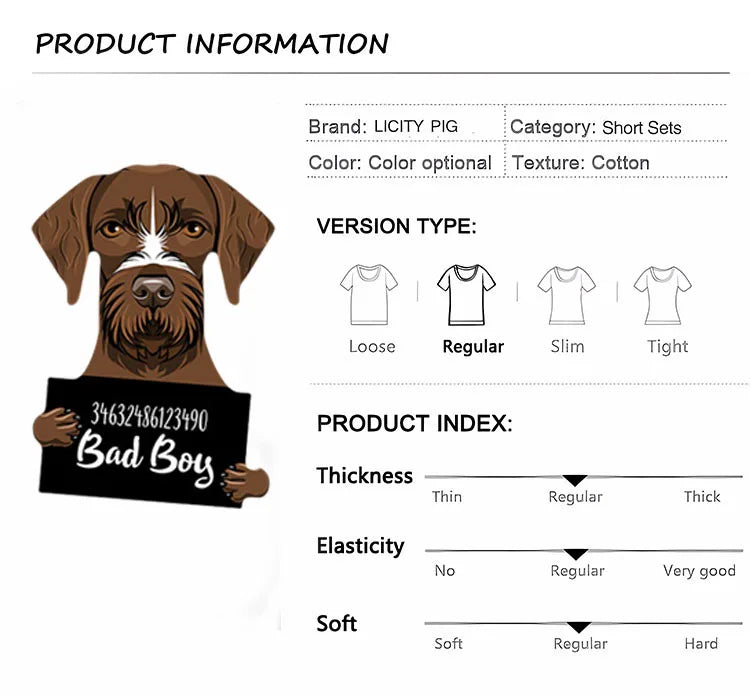 Cotton Sweatsuits Mens Set Dog Printed T-Shirts Shorts Sport Suit Sweatsuit Men Tracksuit 2 Piece Outfits Short Sets For Man