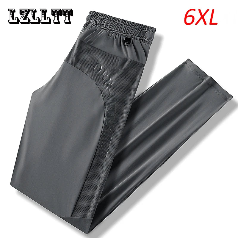 Summer Men Cool Ice Silk Breathable Oversize Joggers Pants Sweatpants Mens Quick Dry Casual Pant Trousers Male Plus Size 5XL 6XL