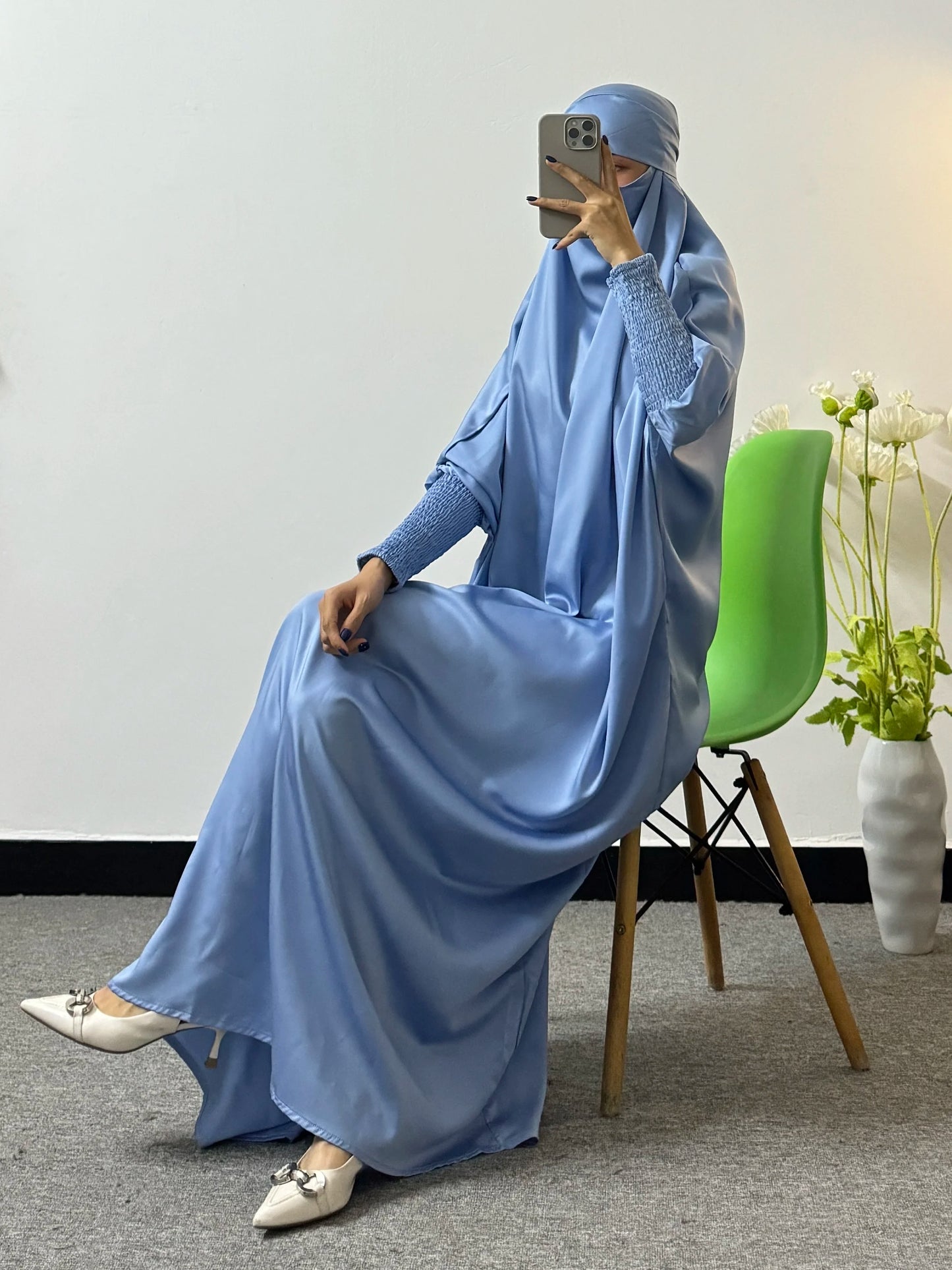 Modesty Prayer Dress Women Jilbabs Kaftan Muslim Abayas Smocking Sleeve Ramadan Dresses Dubai Robe HijabIslamic Clothing