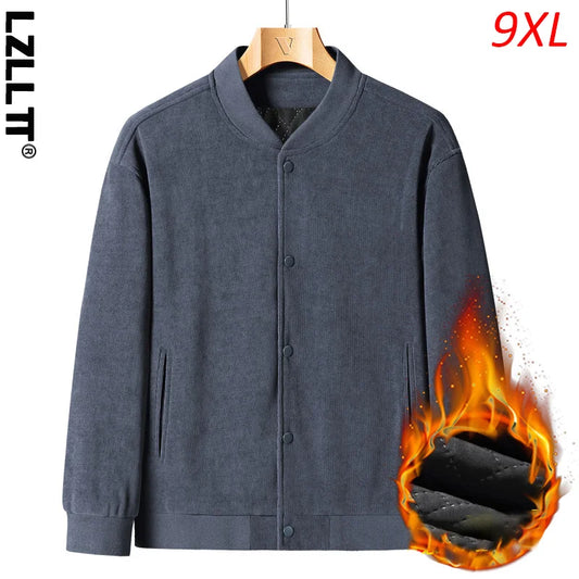 2023 Autumn Winter Men Warm Fleece Windproof Baseball Jackets Coat Men Casual Thick Outwear Sweatshirt Jacket Male Plus Size 9XL