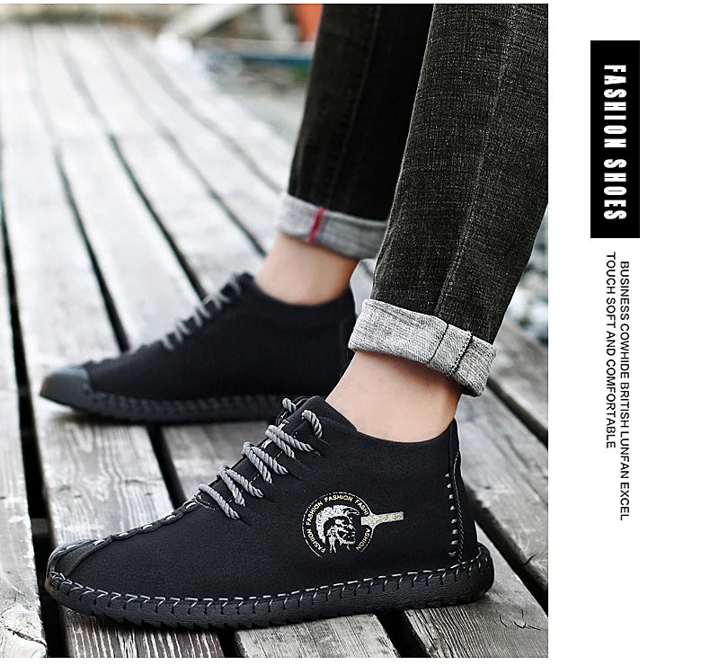 Fashion 2024 fall new casual sports shoes men's high top business shoes walking comfort plus size real leather shoes39-47