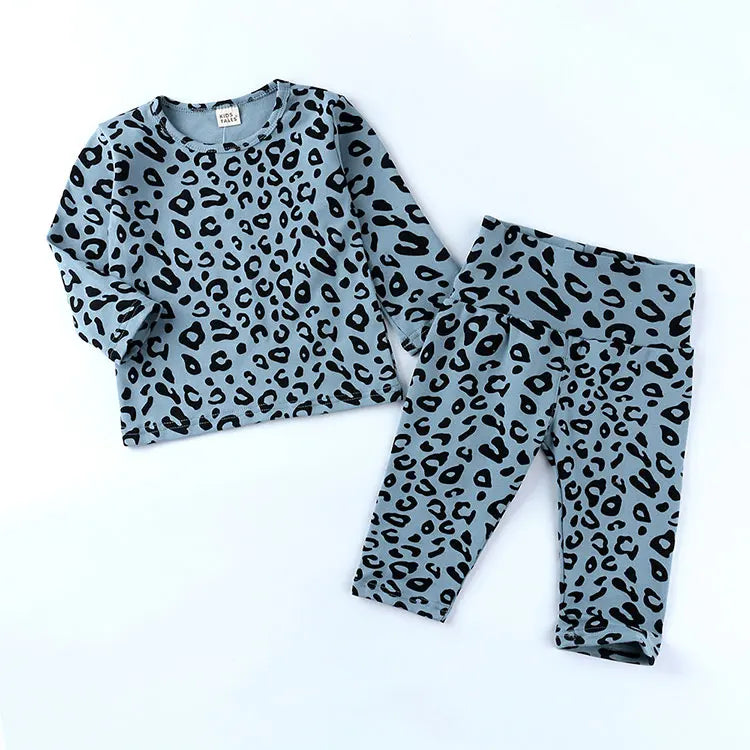 Leopard Kids Clothes Girl Outfit Set Spring Autumn Toddler Boys Clothes Cotton Long Sleeve Tops Pants Children Clothing 2-6Years