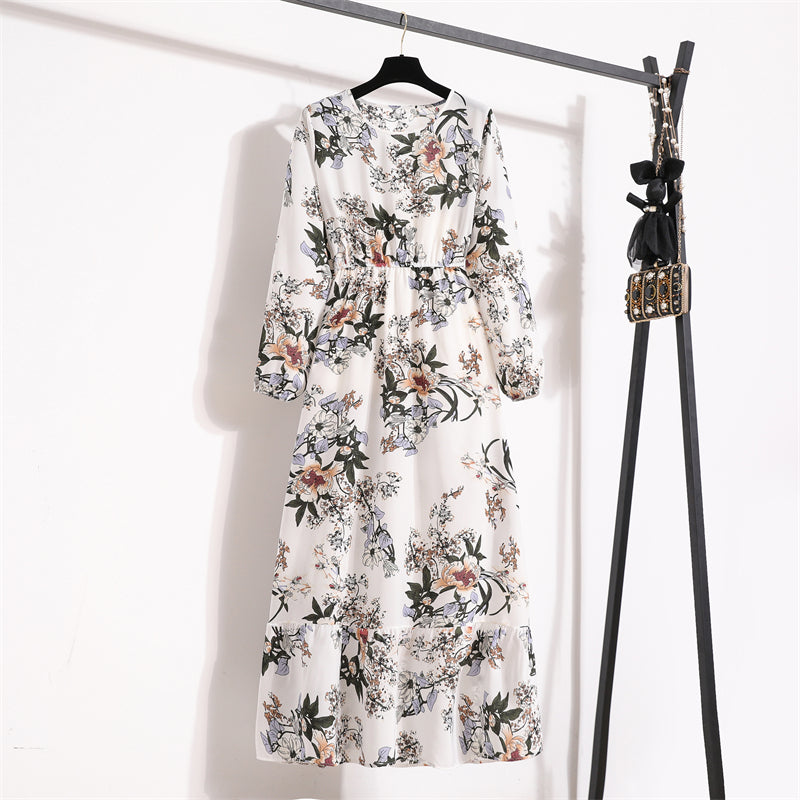 Spring Summer Women Maxi Dresses Casual Full Sleeve Floral Printed O-neck Woman Bohe Beach Party Long Dress Mujer Vestidos