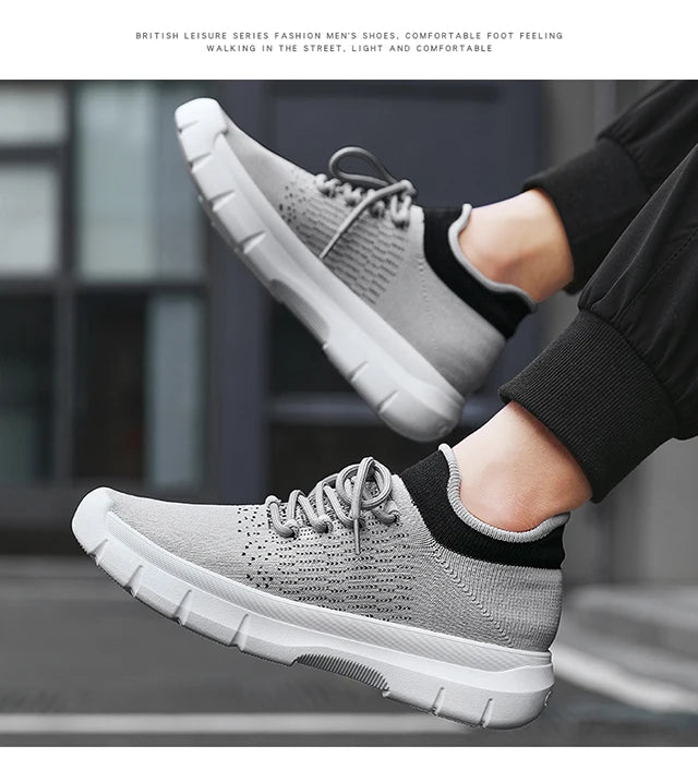 2024 new men's casual breathable sports shoes flat comfortable non-slip mesh surface walking vulcanized men's shoes