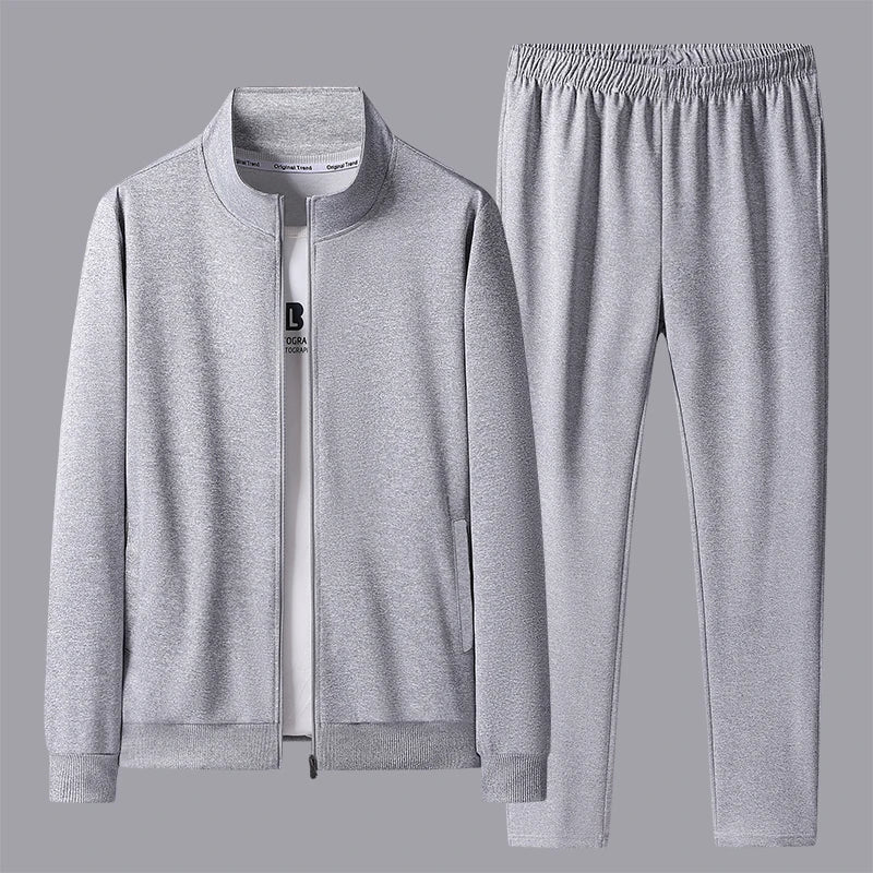 2024 Spring Autumn Men Sport Casual Solid Tracksuits Suits Man Running Jogger Gym Sets Male 2 Piece Sportwear Suit Jackets Pants