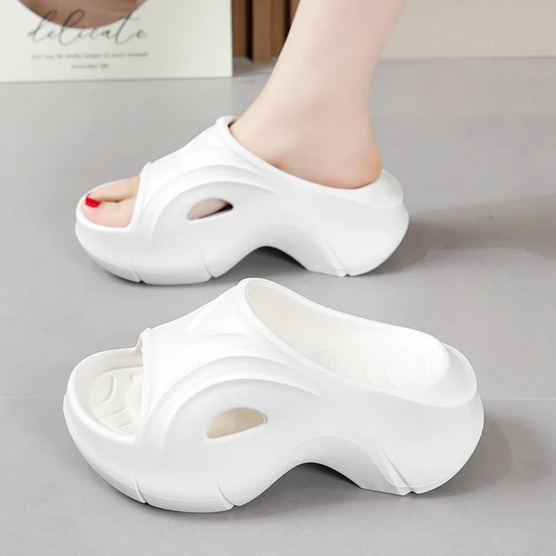 Thick Sole Wedge Slippers for Women 2024 Summer Chunky Platform Beach Sandals Woman Brand Designer Outdoor Slides Flip Flops