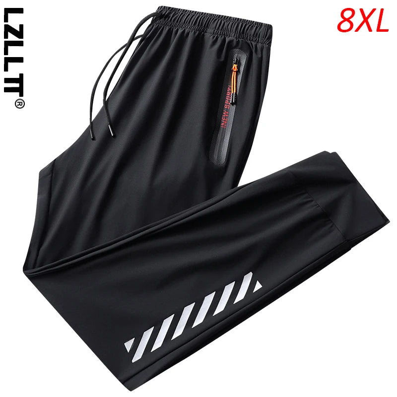 2023 Summer Men Casual Breathable Quick Dry Sport Pants Men Running Jogger Beach Gym Pant Man Stripe Trousers Male Plus Size 8XL