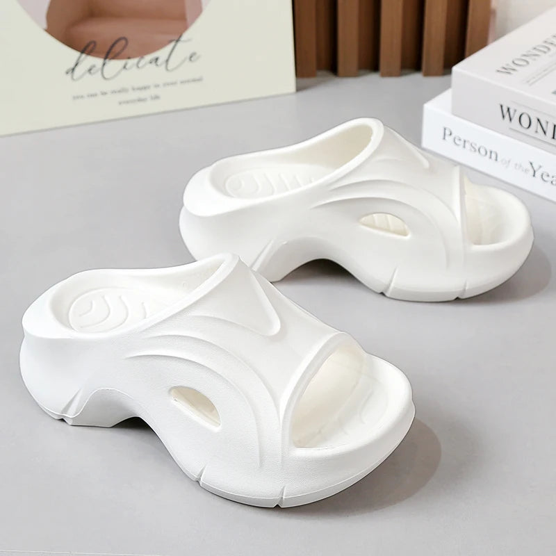 Thick Sole Wedge Slippers for Women 2024 Summer Chunky Platform Beach Sandals Woman Brand Designer Outdoor Slides Flip Flops