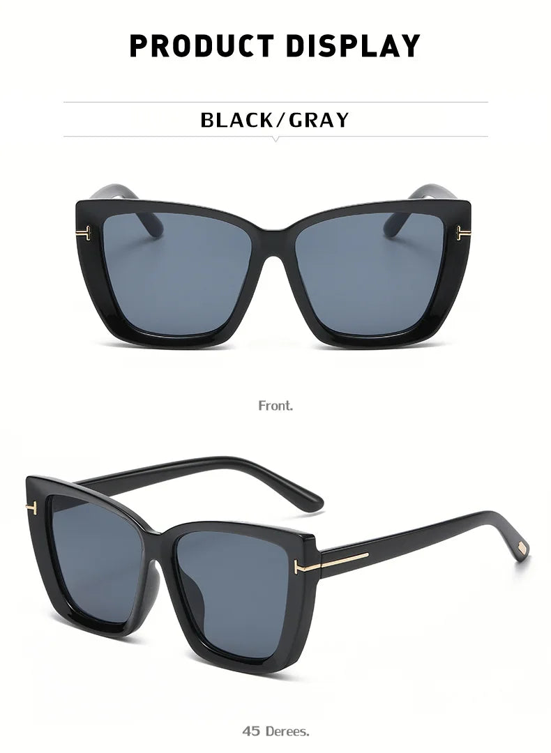 Brand Designer Cat Eye Sunglasses W omen Vintage 2024 High Quality Sun Glasses Fashion Big Frame Cool Sexy Female Oculos