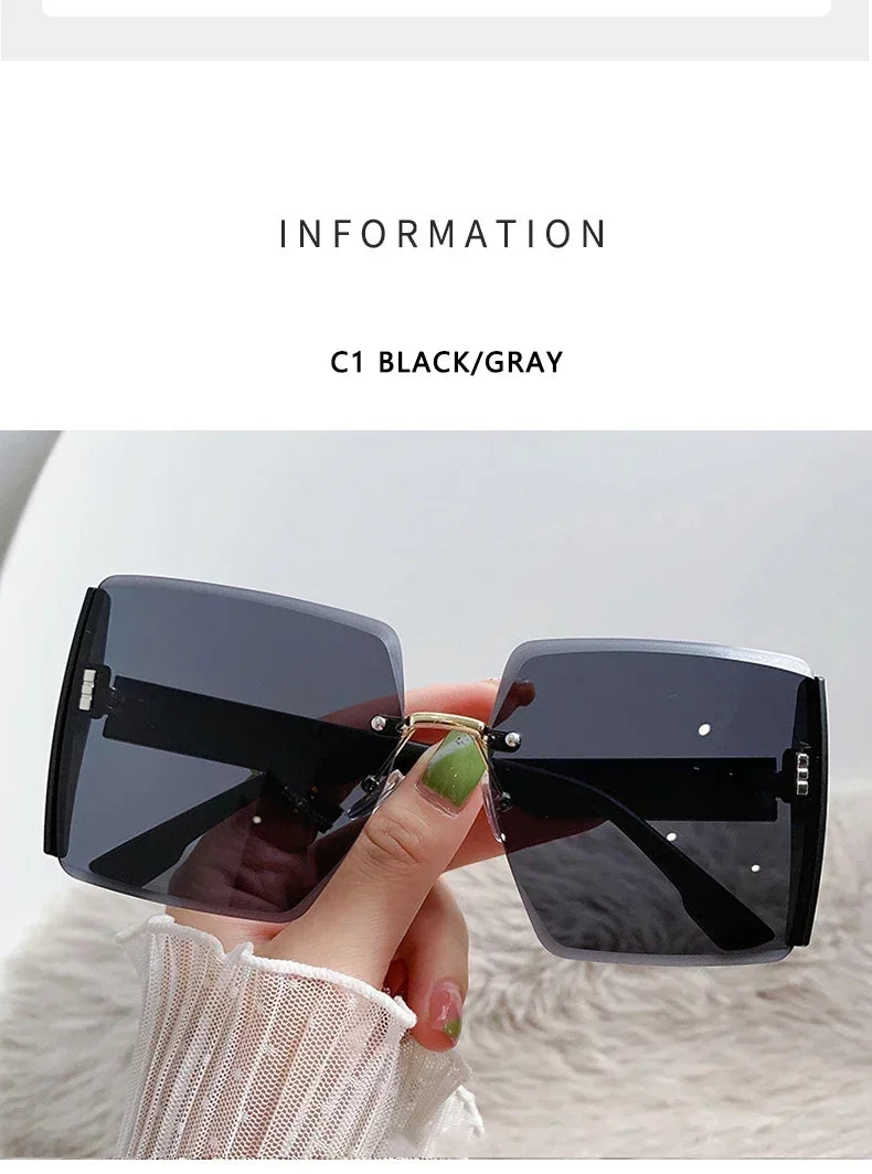 Vintage Square Sunglasses Woman Classic Retro Gradient Mirror Frameless Sun Glasses Female Fashion Rimless Oculos De Sol UV400