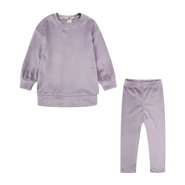 Fashion Solid Color Kids Clothes Girls Sportswear Sets 2 PCS Long Sleeve Tops Pants Spring Autumn Children Clothing 2-6 Years