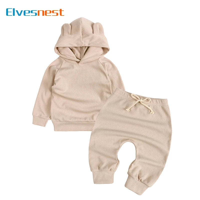 Fashion Solid Kids Clothes Girls Outfits Cotton Long Seeve Tops Pants Spring  Autumn Children Boys Clothing Sets 1-3 Years