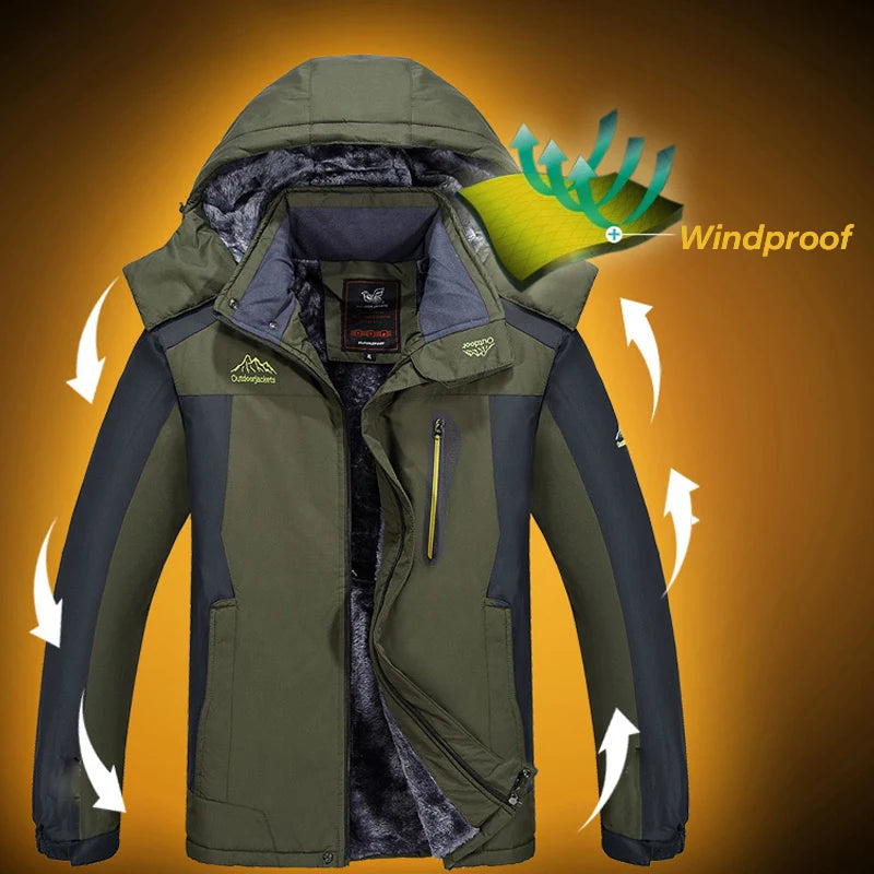 Winter Men Windproof Waterproof Sport Hiking Jackets Coat Men Jogger Camp Outdoor Jacket Windbreaker Men’s Jackets Plus Size 9XL