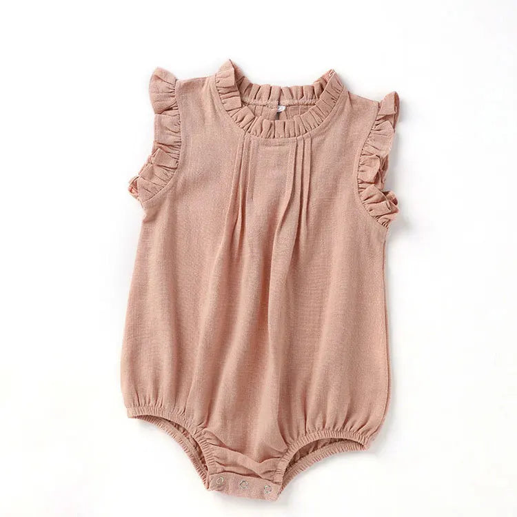 Fashion Solid Color Baby Clothes Bodysuit Girls Bodysuits Cotton Linen Baby Boy Clothes Summer Newborn Clothing 0-18 Months