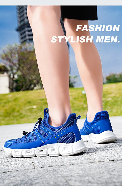 Spring and summer new men's leisure sports breathable mesh light walking shoes large size vulcanized men's shoes