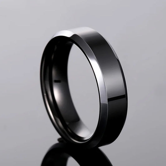 Fashion Ring Men Women Titanium Steel Black Jewelry for Women Wedding Rings  Width 6mm custom engraved name