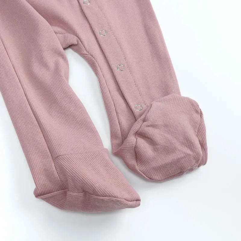 Solid Color Newborn Baby Boy Footies Spring Autumn Baby Clothes Girls Footies Cotton Long Sleeve Toddler Clothes 3-12 Months