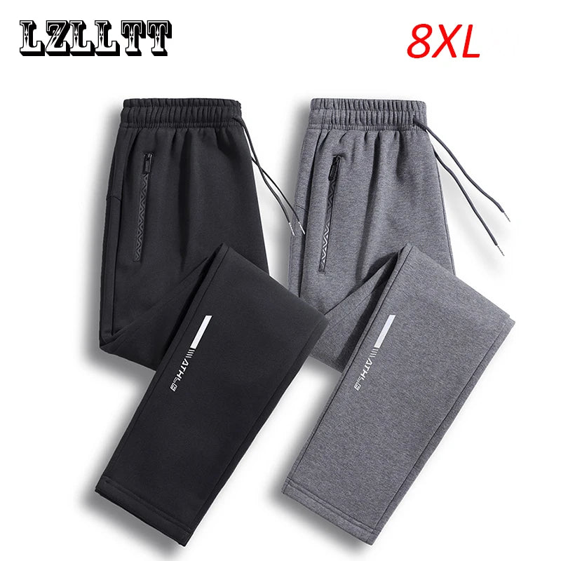 Spring Autumn Men Solid Sweatpants Jogger Pants Mens Drawstring Cotton Casual Trousers Outer Sport Tracksuit Male Plus Size 8XL