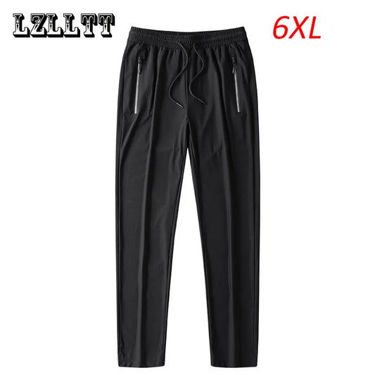 Summer Men Ice Sport Breathable Thin Pants Joggers Sweatpants Mens Casual Loose Long Solid Pants Men Trousers Male Plus Size 6XL