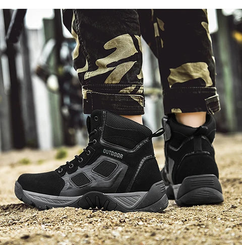 2024 new men's high top comfortable leisure sports hiking shoes lace-up walking training boots men's shoes