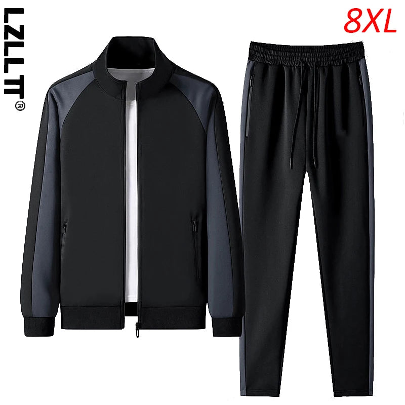 2023 Spring Autumn Men Breathable Casual Sport Suits Tracksuits Sweatsuit Mens Jogger Gym Sportswear Sets Male Plus Size 7XL 8XL