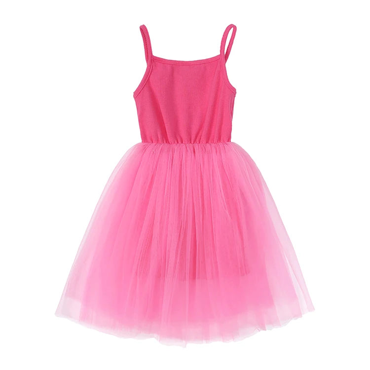 Fashion Cute Solid Color Kids Dresses for Girls Sleeveless Suspenders Ball Gown Summer Children Clothing Girl Dress 1-8 Years