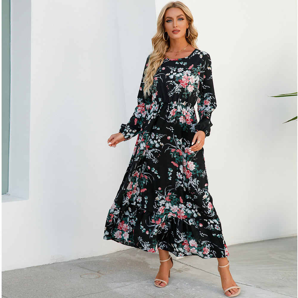 2023 Sping Summer Bohemian Women Maxi Dress Casual Long Sleeve High Waist Beach Woman Chiffon Dresses Floral Vestidoes Mujer New