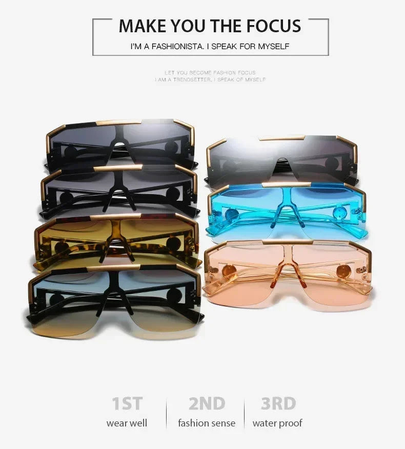 New Luxury Oversized Men Sunglasses Brand Designer Sun Glasses For Women Fashion Gradient Square Shades