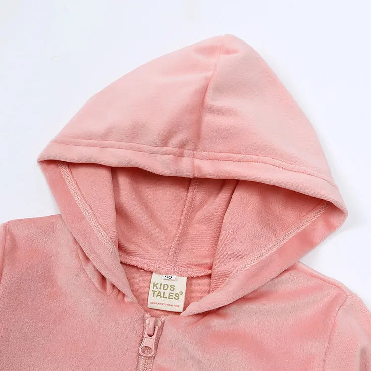 Fashion Solid Color Baby Girl Clothing Warm Long Sleeve Hoodies Zipper Tops Pants Winter Spring Kids Clothes Boys 1-13 Years