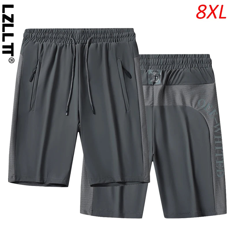 Summer Men Cool Bermuda Breathable Joggers Shorts Man Quick Dry Casual Oversize Pant Male Sport Beach Outdoor Trousers Short 8XL