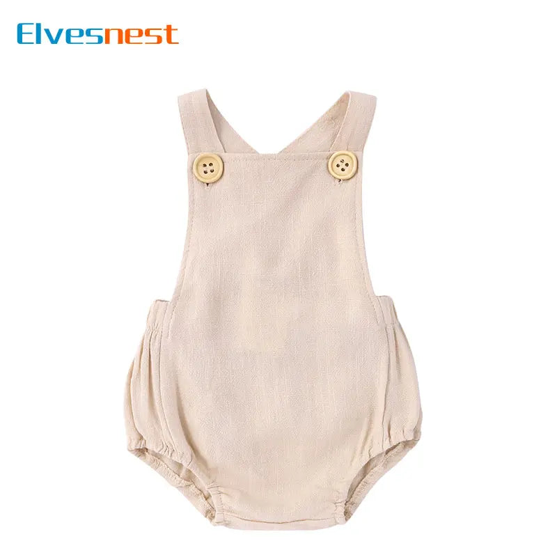 Summer Baby Girls Clothes Solid Color Newborn Clothes Boys Bodysuits Cotton Sleeveless Square Collar Baby Clothes 0-24 Months