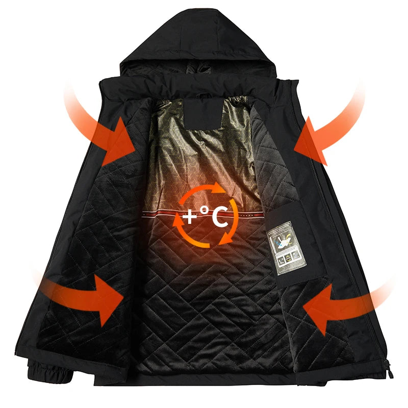 Winter Men Detachable Hat Windproof Jackets Coat Man Fleece Casual Outdoor Parkas Male Outwear Thicken Windbreaker Plus Size 8XL