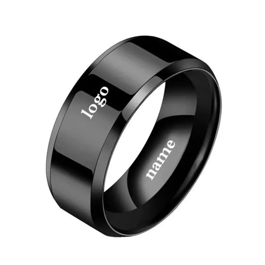 Fashion Charm Jewelry Ring for Men Women Stainless Steel Black Rings Wedding Engagement Band Quality Mirror Male Jewelry Custom