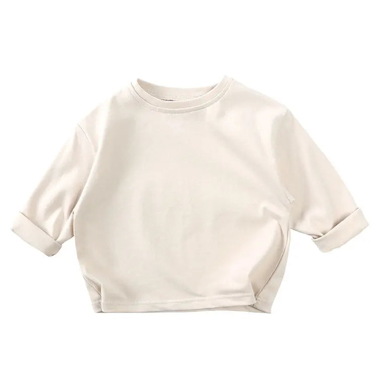 Fashion Solid Color Kids Girls T-shirts Cotton Long Sleeve Baby Boys Tops Spring Autumn Children's Clothing 1-6 Years