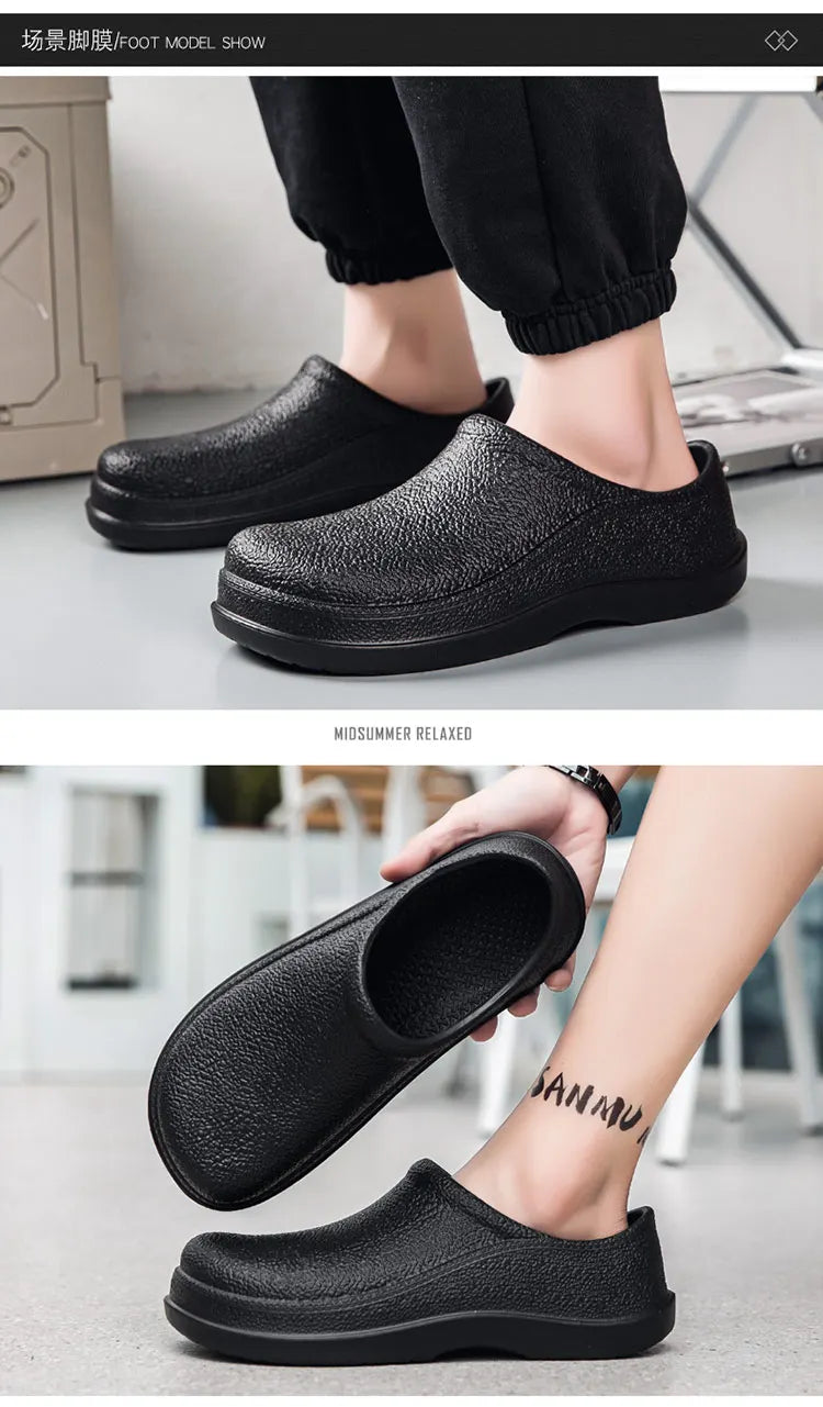 Non-slip kitchen shoes Oil-proof waterproof work shoes Large size casual fashion thick soled wear-resistant men's shoes