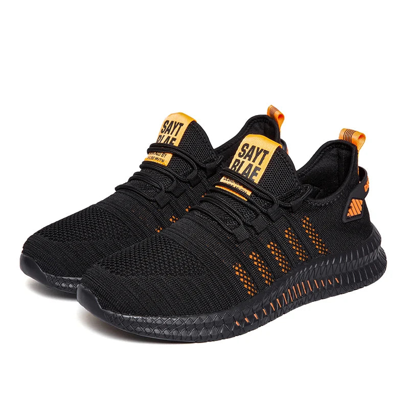 Men's sneakers lace-up flying woven through casual shoes vulcanized lightweight flat comfortable running shoes plus size 48