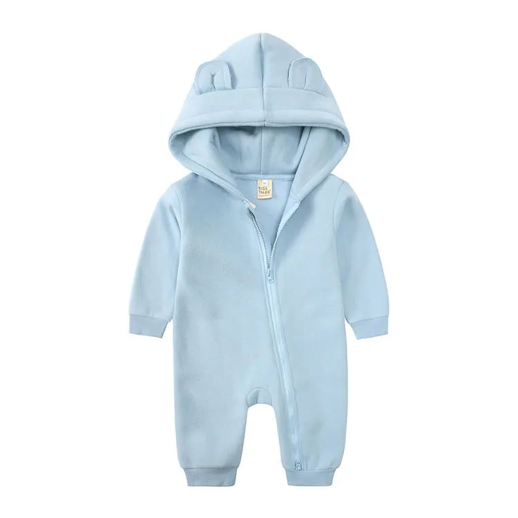 Long Sleeve Hooded Zipper Newborn Baby Clothes Winter Baby Girl Romper Winter Warm Newborn Clothing Girls Rompers  3-24 Months