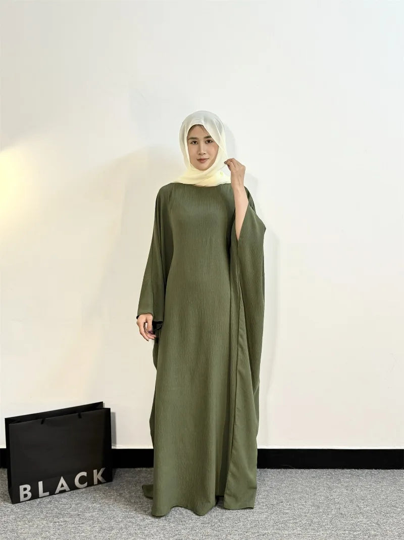 Muslim Abayas Loose Maxi Dresses Women Jilbabs Muslim Dress Full Sleeve O-neck Casual Solid Robe Islamic Ramadan Dresses