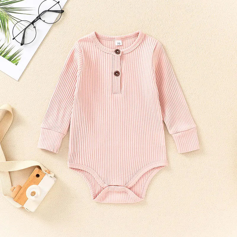 Solid Color Newborn Clothes Boys Bodysuits Spring & Autumn Baby Girls Clothing Cotton Long Sleeve Infant Bodysuits 3-18 Months