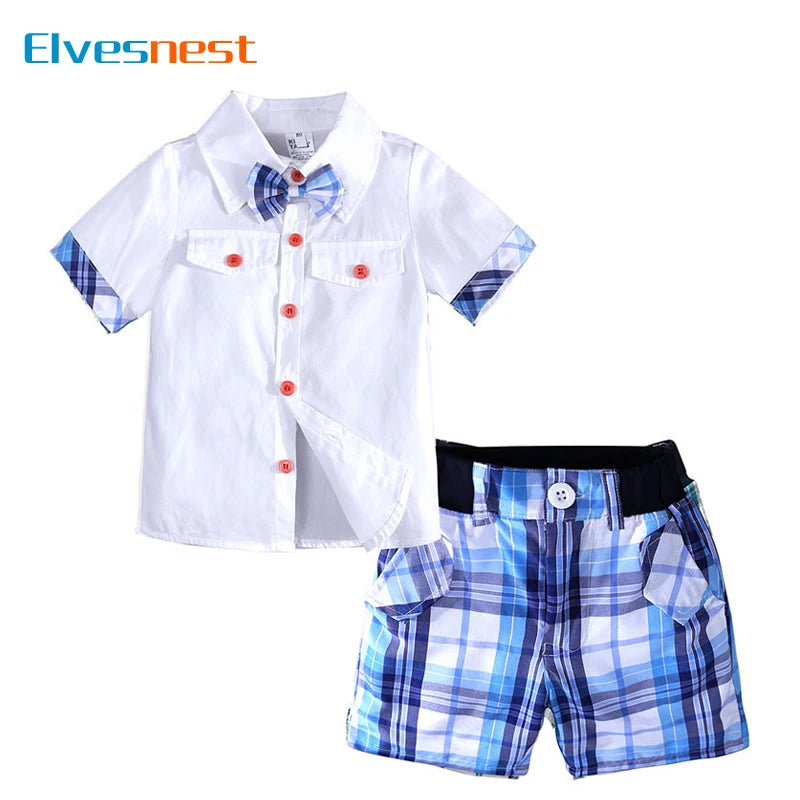 Fashion Children's Clothing Boys Outfit Cotton Short Sleeve V-Neck Shirt+Shorts Summer Kids Boy Clothes Sets 2-7 Years