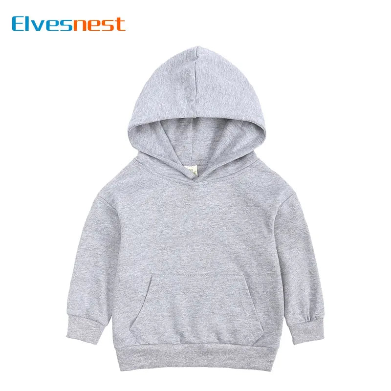 Fashion Solid Color Children Clothes Boys Hoodies Cotton Long Sleeve Girls Sweatshirt Spring Autumn Kids Clothing 1-13 Years