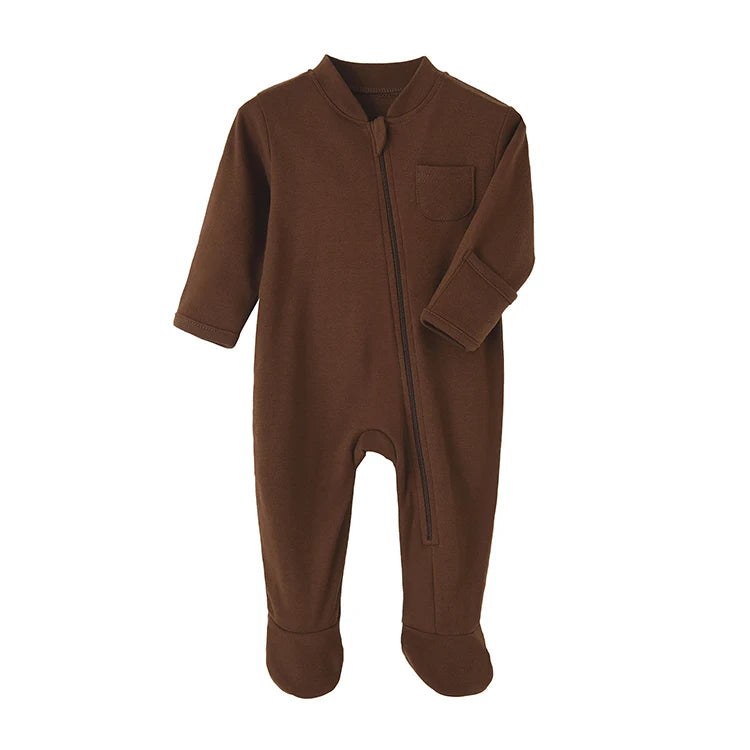 Fashion Solid Color Newborn Clothes Girls Bodysuits Spring & Autumn Baby Boy Clothes Cotton Long Sleeve Baby Footies 3-12 Months