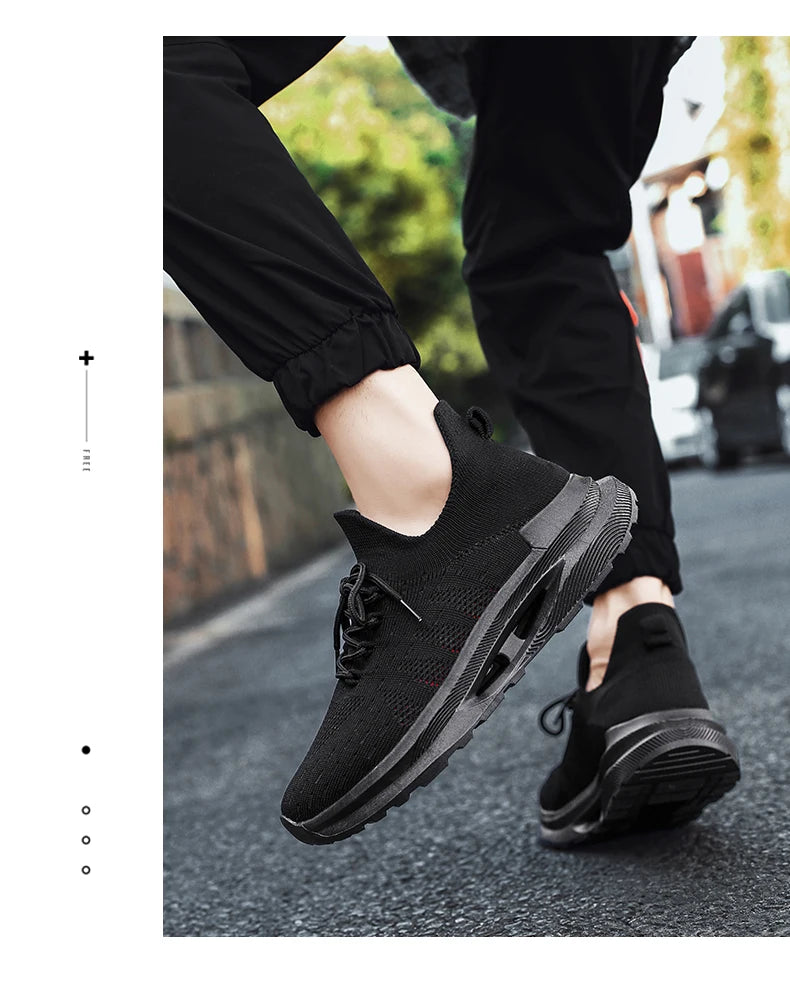 Men's sports casual shoes Breathable light lace-up solid color comfortable walking fitness training men's shoes