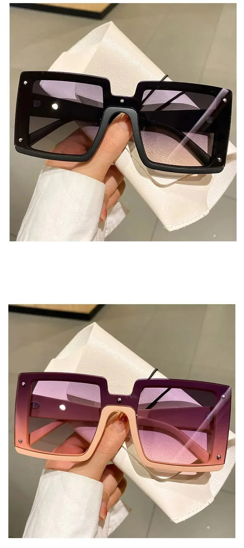 Square Oversized One-pieces Sunglasses Men Women Trendy Gradient Goggle Eyewear Fashion Luxury Brand Design Sun Glasses